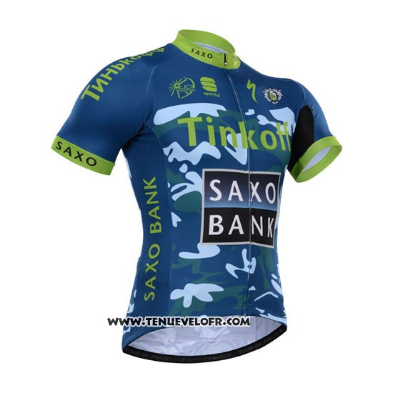 2015 Maillot Ciclismo Tinkoff Saxo Bank Azur et Bleu Manches Courtes et Cuissard